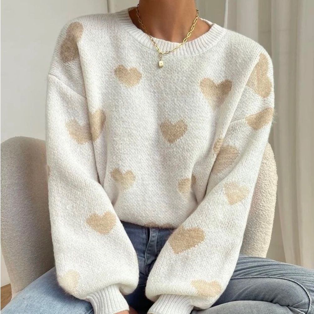 FEBRUARY Heart Print Sweater